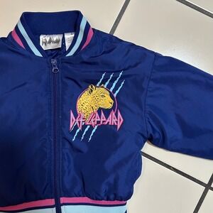 Little Girl's Def Leopard‎ Jacket Blue Leopard Print Track Jacket Size 4/5